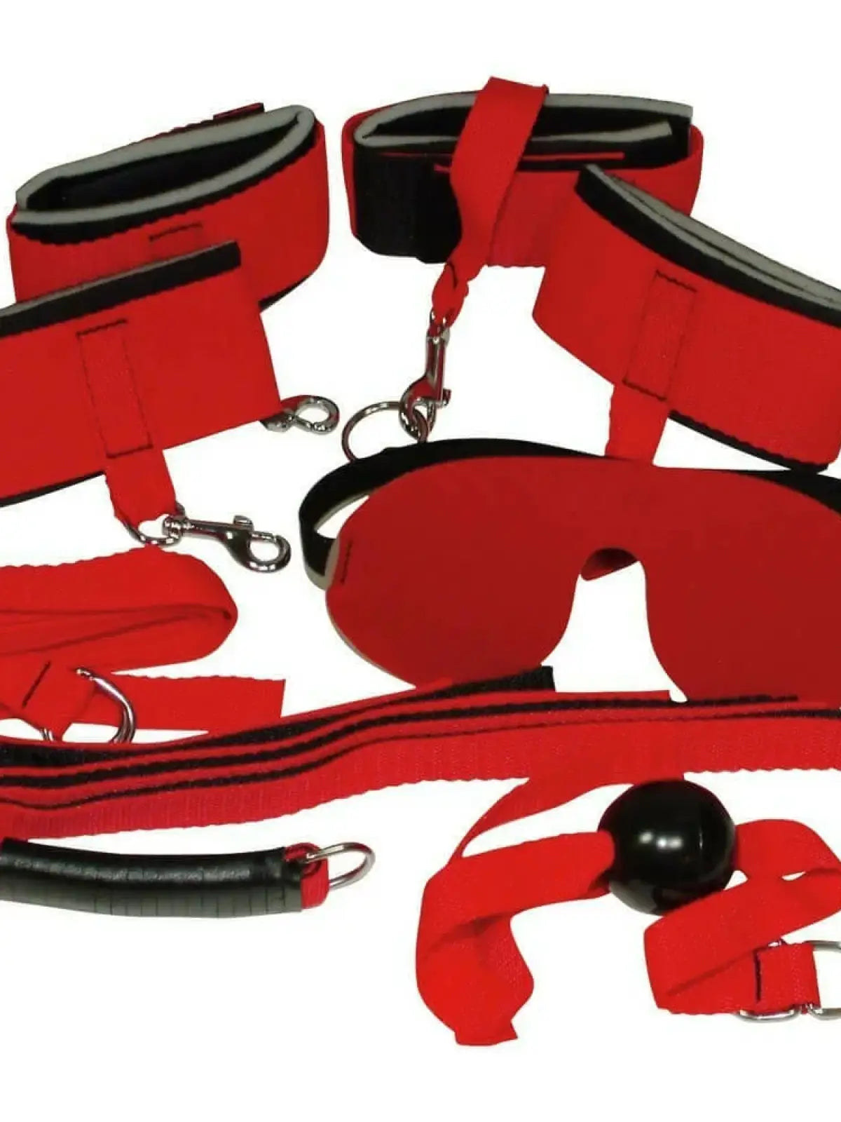 Bad Kitty Bondage -setti sisältää 8 osaa ja tarjoaa monipuolisia mahdollisuuksia eroottisiin sidontaleikkeihin kotona