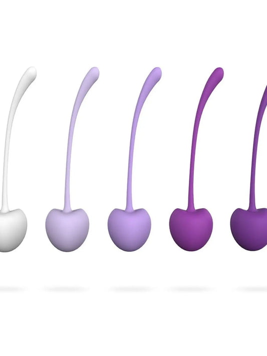 Viiden pallon harjoitussarja lantiopohjalihasten vahvistamiseen, eri painoiset silikonipallot 30–110 g, ergonominen ja hygieeninen.