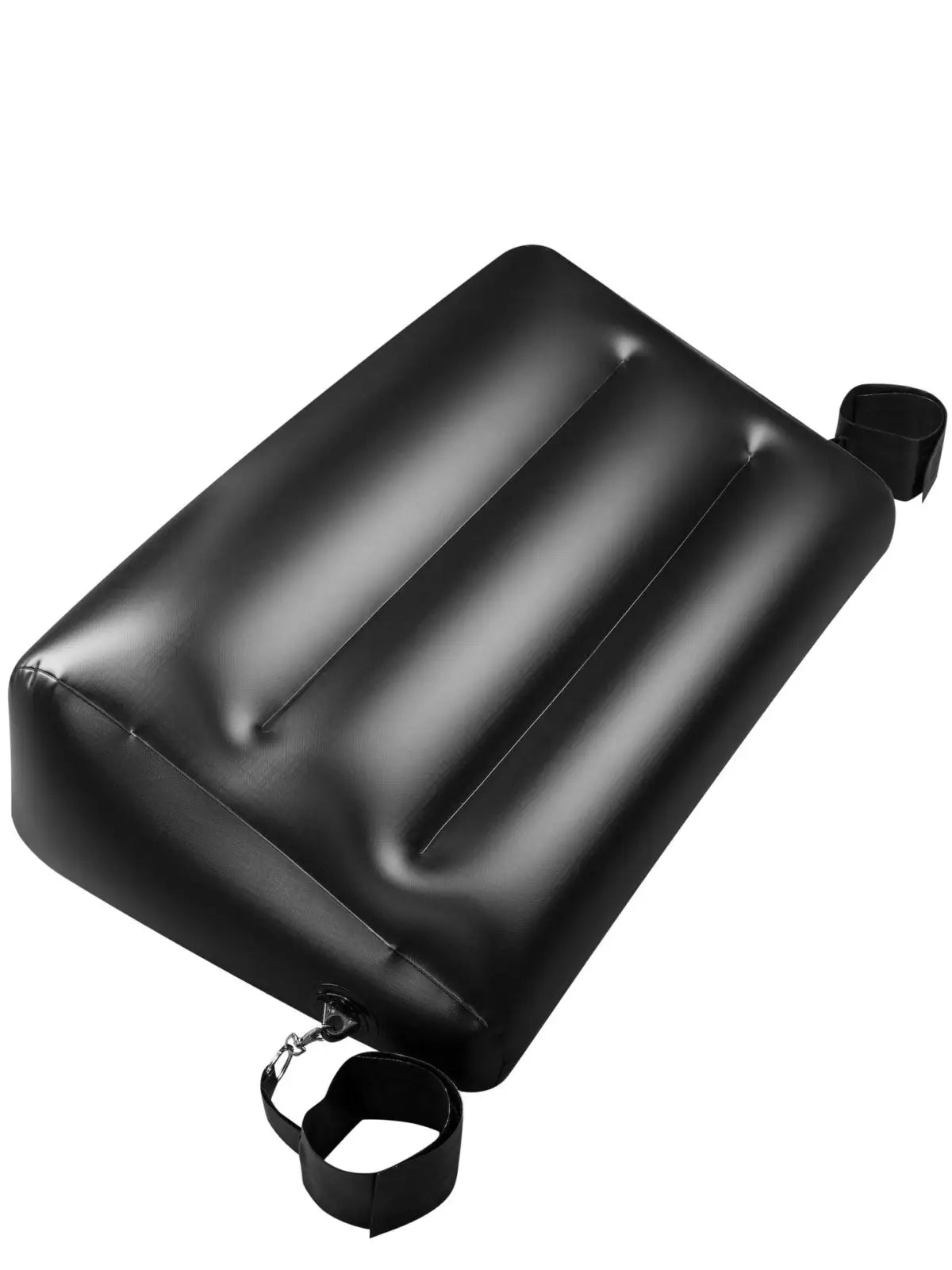 Dark Magic puhallettava seksityyny, tukee seksiasentoja ja suuseksiä, sisältää kahleet, kestävä PVC ja jopa 135 kg painoraja.