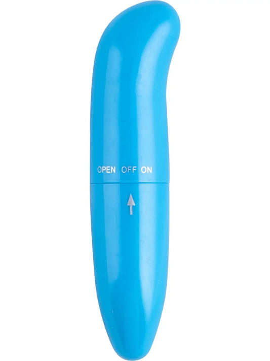 Sininen G-Spot vibraattori, kompakti ja tehokas hierontaväline. Ergonominen muoto ja AA-paristokäyttö.