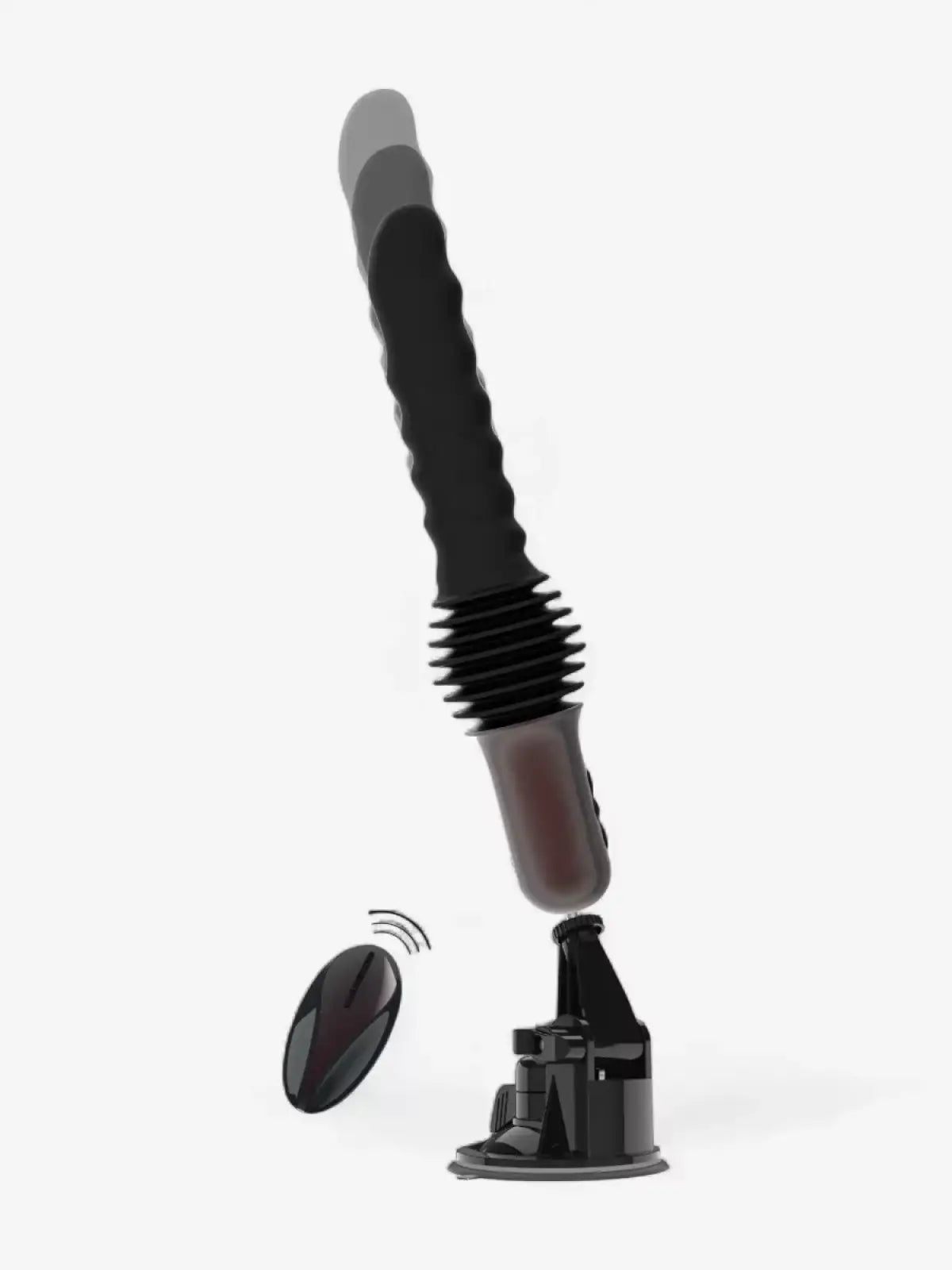 Mustan värinen ladattava työntyvä anaalivibraattori kaukosäätimellä ja imukupilla