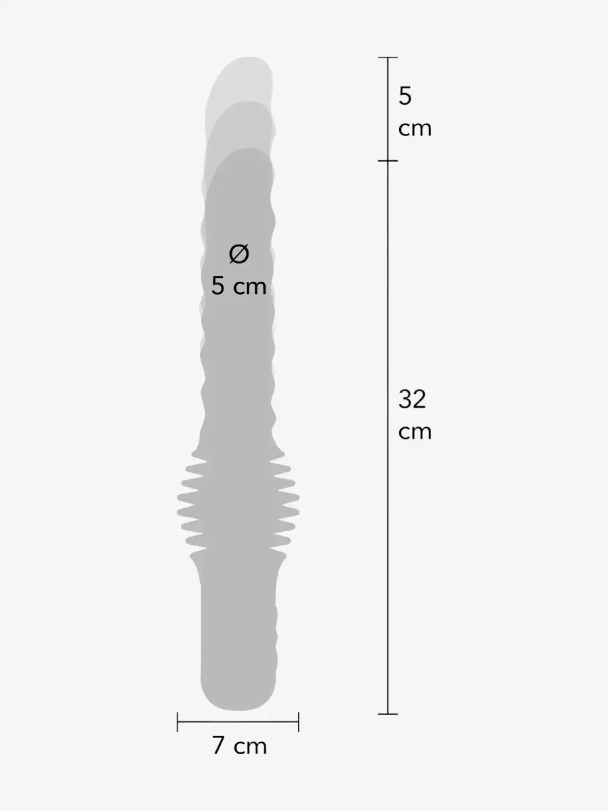 Mustan värinen ladattava työntyvä anaalivibraattori kaukosäätimellä ja imukupilla, valmistettu 100 % silikonista, 17,5 cm insertiolla. Koko