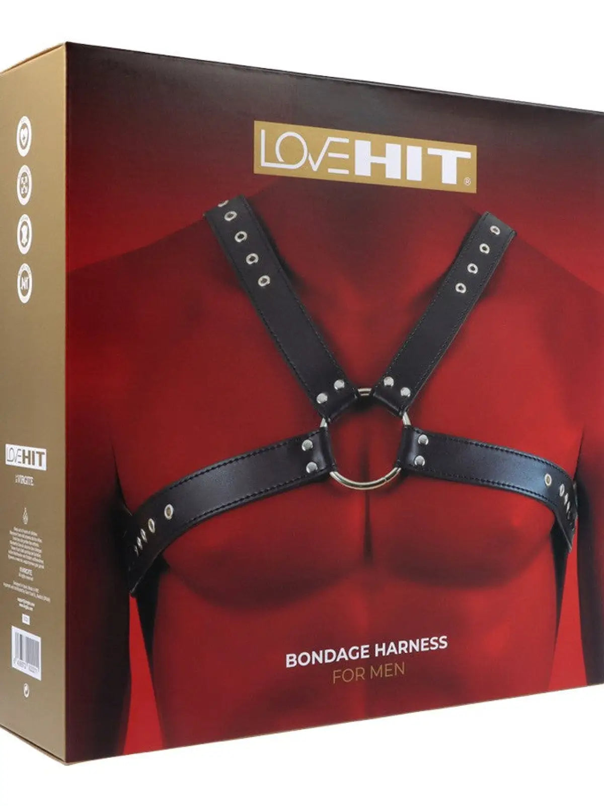 Miesten vegaaninahkaiset rintavaljaat, säädettävät hihnat, nastakoristeet ja O-renkaat edessä ja takana – näyttävä ja istuva asuste.