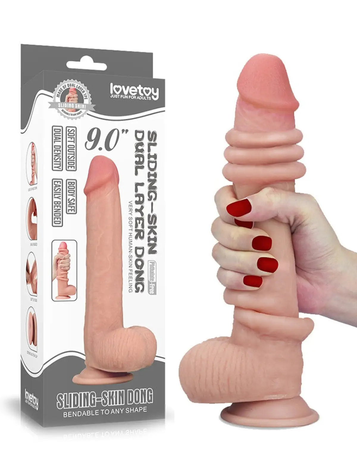 Realistinen dildo – kaksikerroksinen TPE, taivutettava ja imukupilla, pehmeä ja aidontuntuinen