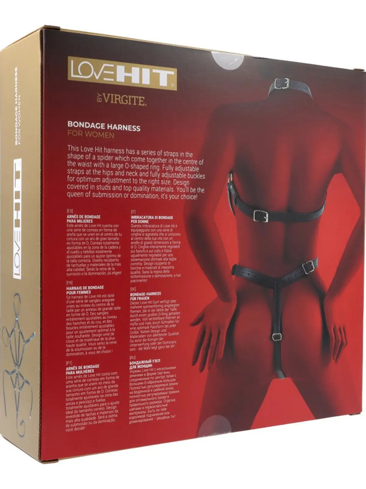 Naisten body harness o renkaalla naisten asut erotiikan – seksikäs asukokonaisuus fantasialeikkeihin tai rohkeaan roolipukeutumiseen.