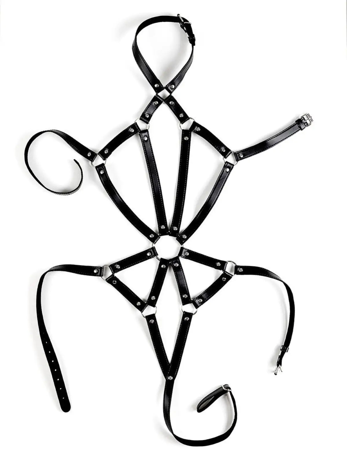 Naisten body harness o renkaalla naisten asut erotiikan – seksikäs asukokonaisuus fantasialeikkeihin tai rohkeaan roolipukeutumiseen.