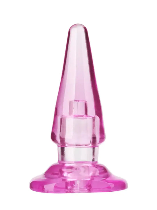 Pinkki anaalitappi – kapea kärki, leveä pohja ja paikka vibralle, turvallinen ja helppokäyttöinen aloittelijoille