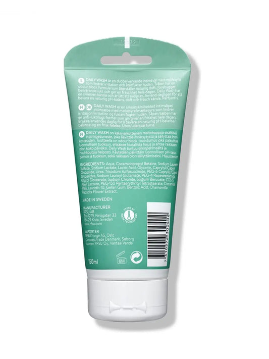 Hajusteeton intiimipesuneste, jossa maitohappoa ja aloe veraa – hellävarainen pH-tasapainoa tukevaksi pesuun.
