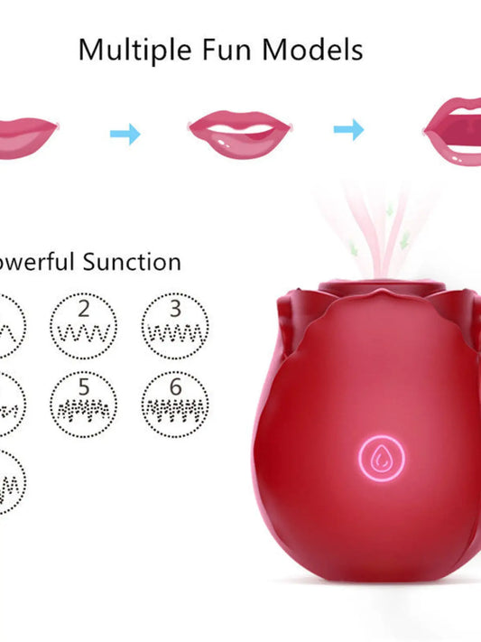 Rose-vibraattori – ladattava, hiljainen ja vedenkestävä, imu-, vibra- ja puhallustoiminnot, silikonimateriaali. Kaikki yhdessä