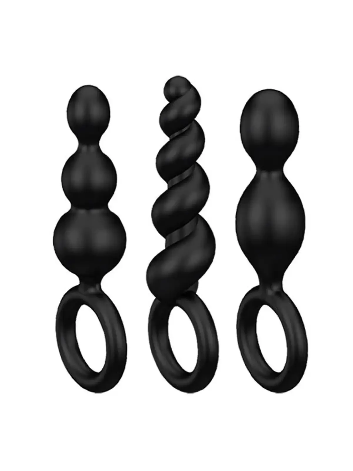 Booty Call Plugs 3-osainen anaalitappisarja, pehmeä silikoni, erilaiset muodot ja käytännöllinen ote – monipuolista ja turvallista nautintoa.