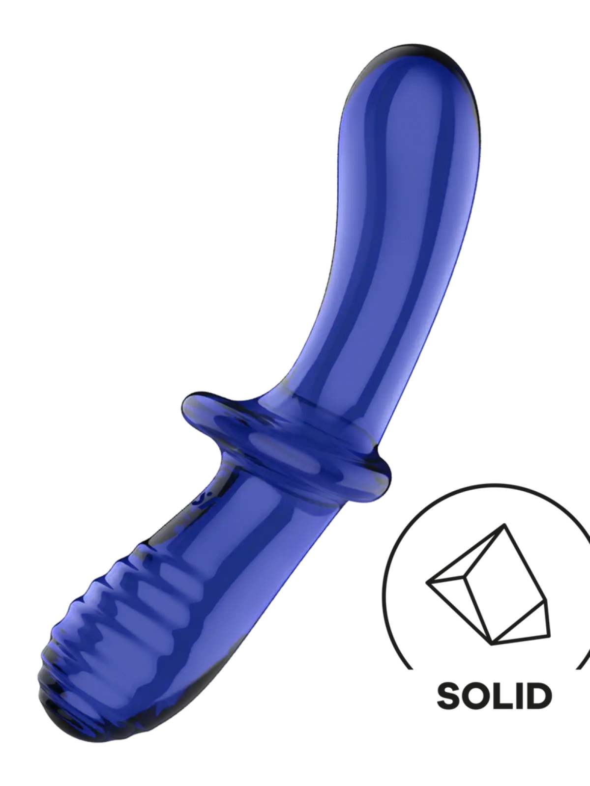 Sileä pää Satisfyer Double Crystal -lasidildossa sopii hellään hierontaan ja G-pisteen stimulaatioon.