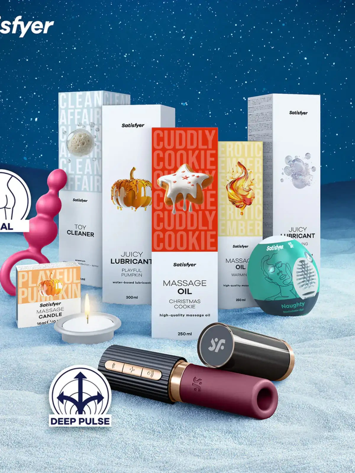 Kannatti odottaa: Täytä päiväni ennen vuoden ihaninta aikaa sanoinkuvaamattomalla ilolla Satisfyer PREMIUM -joulukalenterin avulla. Kalenteri on intohimoisesti kuratoitu valikoima parhaita rakkauslelujamme, pelejämme ja asusteitamme.
