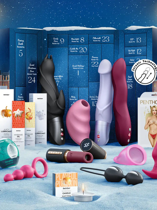Kannatti odottaa: Täytä päiväni ennen vuoden ihaninta aikaa sanoinkuvaamattomalla ilolla Satisfyer PREMIUM -joulukalenterin avulla. Kalenteri on intohimoisesti kuratoitu valikoima parhaita rakkauslelujamme, pelejämme ja asusteitamme.