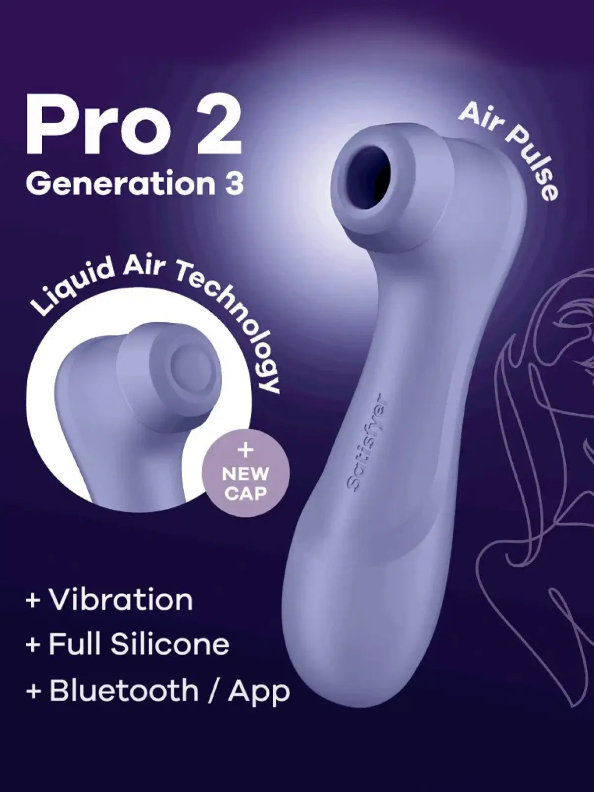 Satisfyer Pro 2 Generation 3 lilana – Air Pulse ja värinäteknologia yhdistettynä uuteen Liquid Air -elämykseen.
