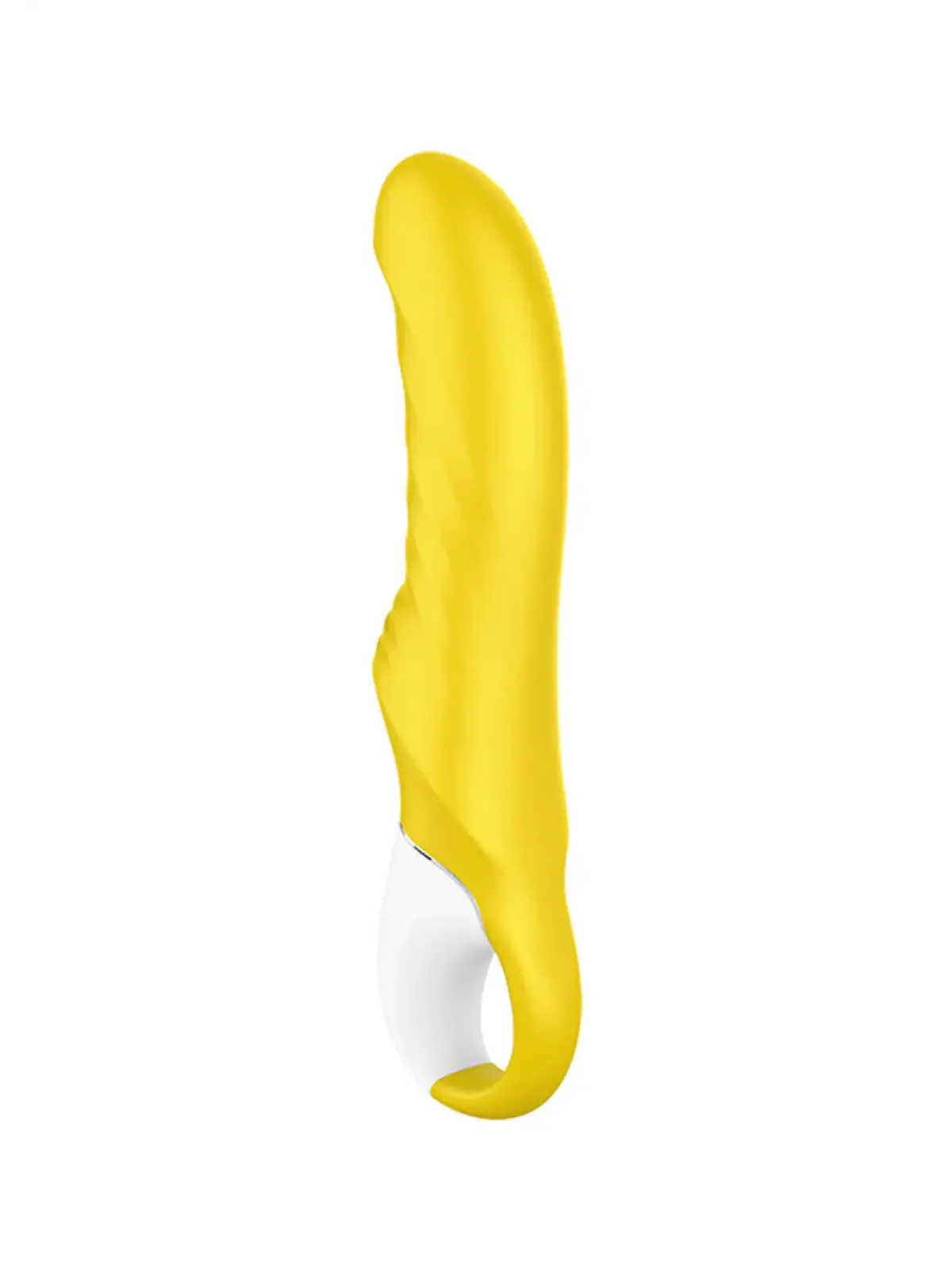 Satisfyer Yummy Sunshine on kaareva, uritettu vibraattori G-pisteen stimulaatioon ja voimakkaisiin nautintoväreisiin.