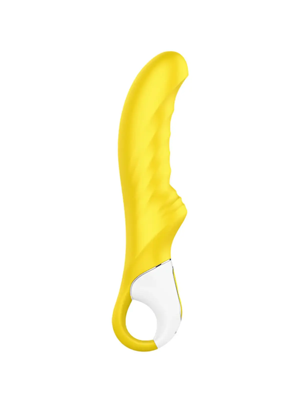 Satisfyer Yummy Sunshine on kaareva, uritettu vibraattori G-pisteen stimulaatioon ja voimakkaisiin nautintoväreisiin.