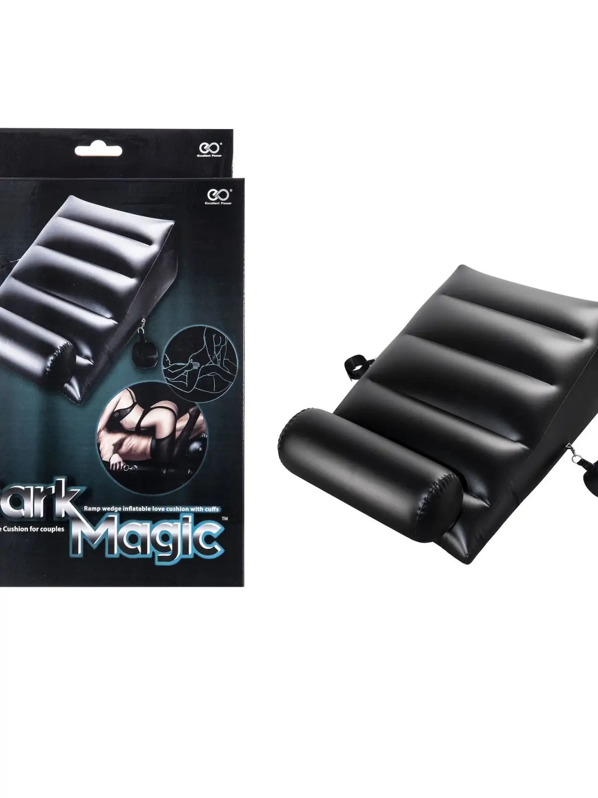 Dark Magic Rump rakkaustyyny, ergonominen PVC-rakenne, irrotettavat kahleet ja tuki seksiasentoihin – täydellinen leikkeihin ja nautintoon.