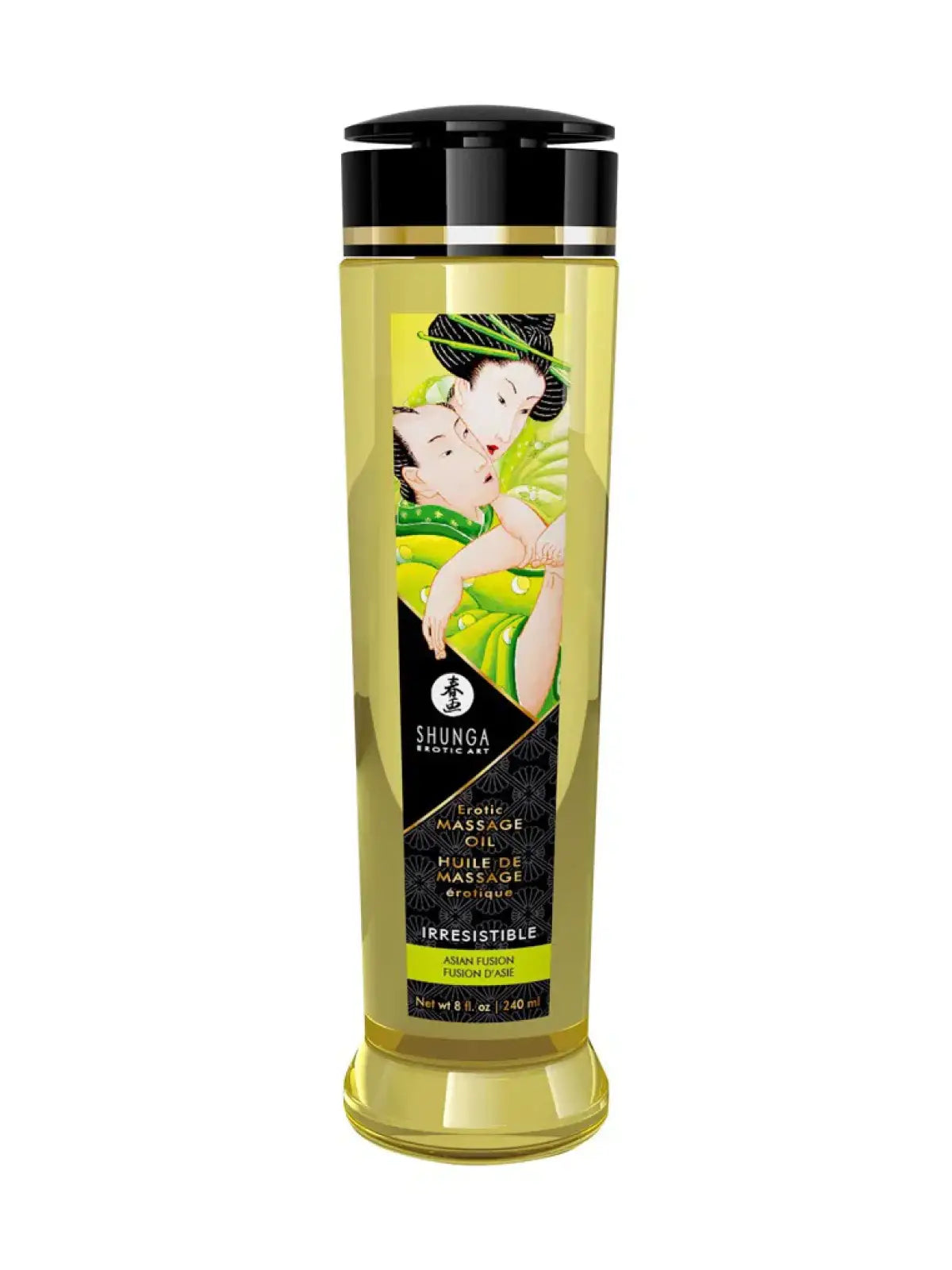 Shunga Irresistible Asian Fusion -hierontaöljy 240 ml – pehmeästi liukuva öljy, joka tuo eksoottista tuoksua ja aistillista nautintoa.