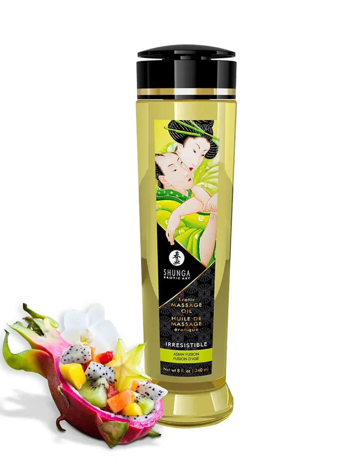 Shunga Irresistible Asian Fusion -hierontaöljy 240 ml – pehmeästi liukuva öljy, joka tuo eksoottista tuoksua ja aistillista nautintoa.