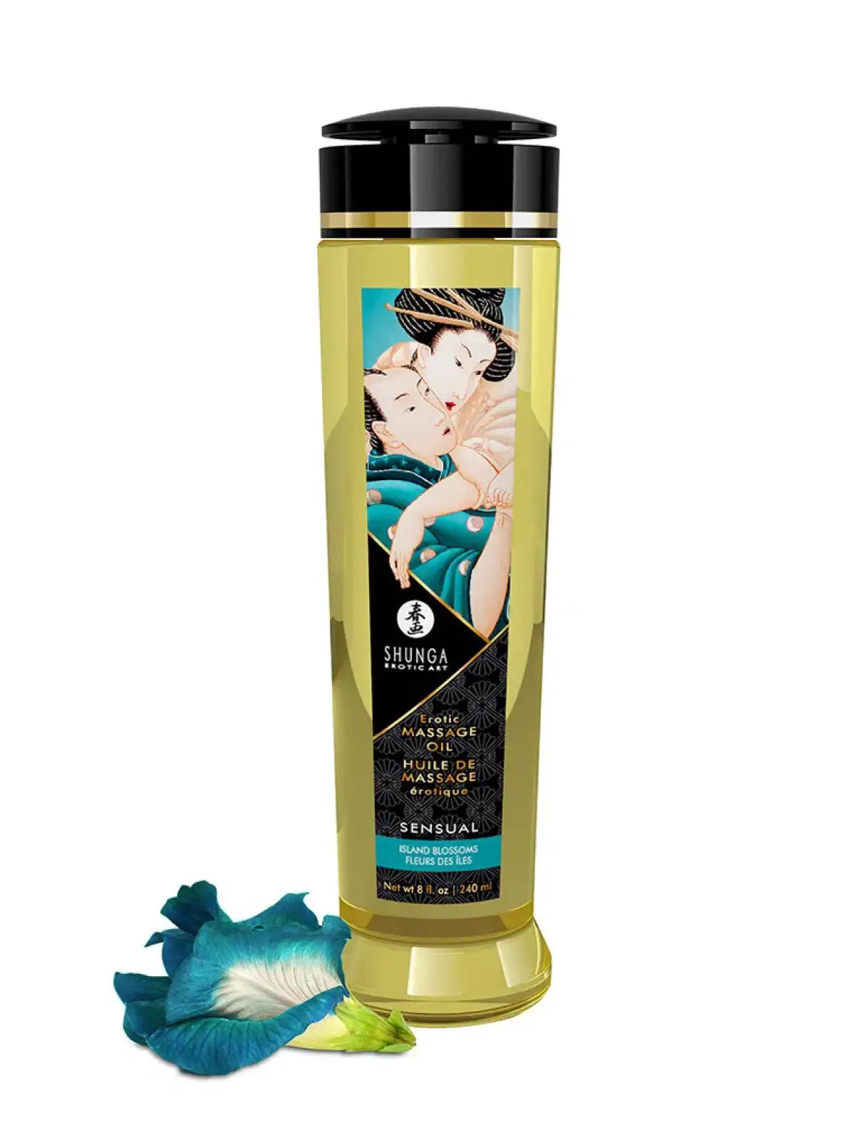 Shunga Sensual hierontaöljy 240 ml – aistillinen öljy liukuu iholla pehmeästi ja luo intiimin, rentouttavan tunnelman.