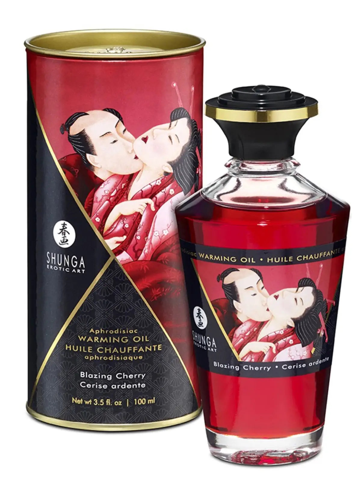 Shunga hierontavoide kirsikka, pehmeä ja lämmittävä koostumus. Kirsikan tuoksu, luonnolliset ainesosat, 100 ml pullo.