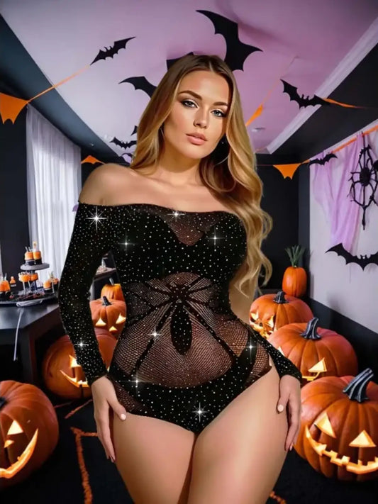 Spider body naisten asut erotiikan – seksikäs asukokonaisuus fantasialeikkeihin tai rohkeaan roolipukeutumiseen.