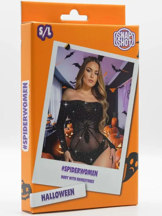 Spider body naisten asut erotiikan – seksikäs asukokonaisuus fantasialeikkeihin tai rohkeaan roolipukeutumiseen.