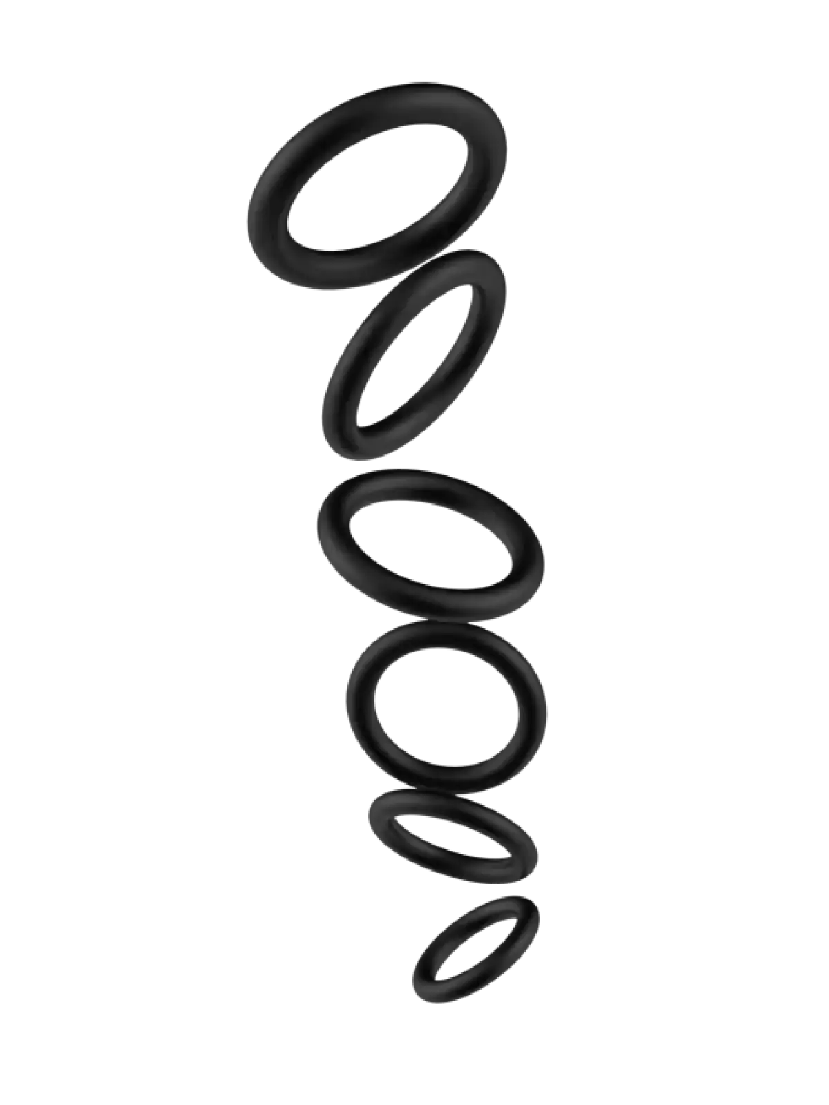 Setti, jossa 6 pehmeää ja venyvää silikonista penisrengasta. Tarjoaa tukea ja kestävyyttä, eri koot takaavat sopivuuden jokaiselle.