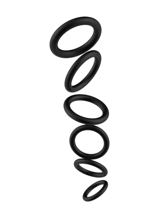 Setti, jossa 6 pehmeää ja venyvää silikonista penisrengasta. Tarjoaa tukea ja kestävyyttä, eri koot takaavat sopivuuden jokaiselle.