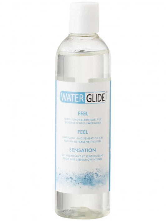 Waterglide Feel liukuvoide, vesipohjainen ja rasvaton koostumus. Ihoystävällinen ja kondomiystävällinen, 300 ml pullo.