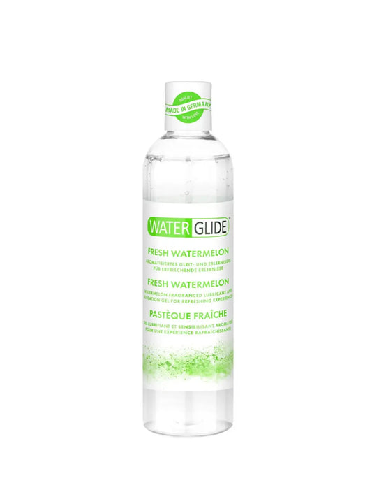 Vesipohjainen Waterglide Vesimeloni Liukuvoide 300 ml – raikkaan tuoksuinen, ihoystävällinen ja kondomiystävällinen liukuvoide.