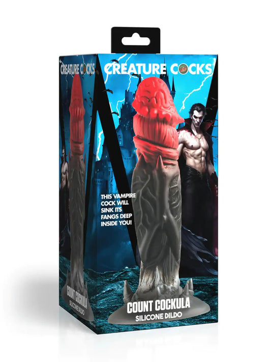 Creature Cocks Count Cockula Silikoni dildo
Upeat muotoilut, laadukas silikoni, mielettömät värit
Kokonaispituus 9 tuumaa
Asetettava pituus 8 tumaa
Kapein halkaisija 1.6 tuumaa
Levein halkaisija 2.1 tuumaa