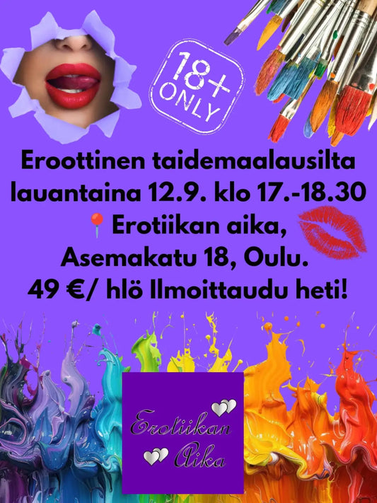 Eroottinen taideilta 12.9.2026 klo 17 alkaen | Muut | Erotiikan Ajassa la 12.9. klo. Hinta 49 € Voit ottaa mukaasi omia