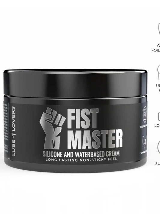 Todella riittoisa uutuus voide joka soveltuu kaikkien lelujen sekä kondomien kanssa käytettäväksi. Hybridi voide takaa upean koostumuksen.
Fist Master on Master-sarjan anaaliliukuvoide, jonka extrapaksu ja erittäin hyvin liukastava koostumus on kehitetty äärimmäisiin ja vaativiin anaaliharjoituksiin. Se vähentää kitkaa ja helpottaa syvää tunkeutumista tarjoten mukavuutta myös pitkäaikaisessa käytössä. Sopii nyrkkinaintiin ja suuriin seksileluihin ja takaa silkinpehmeän tunteen ja jatkuvan liukastuksen.
