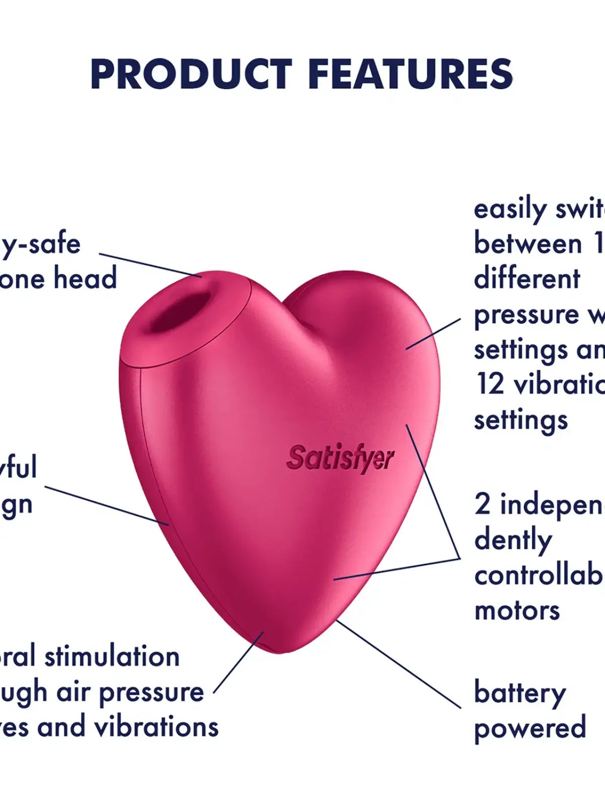 Satisfyer - Paristokäyttöinen sarja - Cutie Heart - Ilmapulssivibraattori - Vaaleanpunainen

Leikkisä muotoilu, vakavasti otettavat tuntemukset

Anna Satisfyer Cutie Heartin vietellä itsesi: kompakti, sydämenmuotoinen klitorisstimulaattori, joka yhdistää leikkisyyden tehokkaaseen teknologiaan.

Ainutlaatuisen 2-in-1-ilmapulssiaaltojen ja värähtelyjen ansiosta voit nauttia kohdennetusta ja intensiivisestä stimulaatiosta – juuri tarpeisiisi räätälöitynä.

Cutie Heartissa on kaksi itsenäisesti säädettävää moot