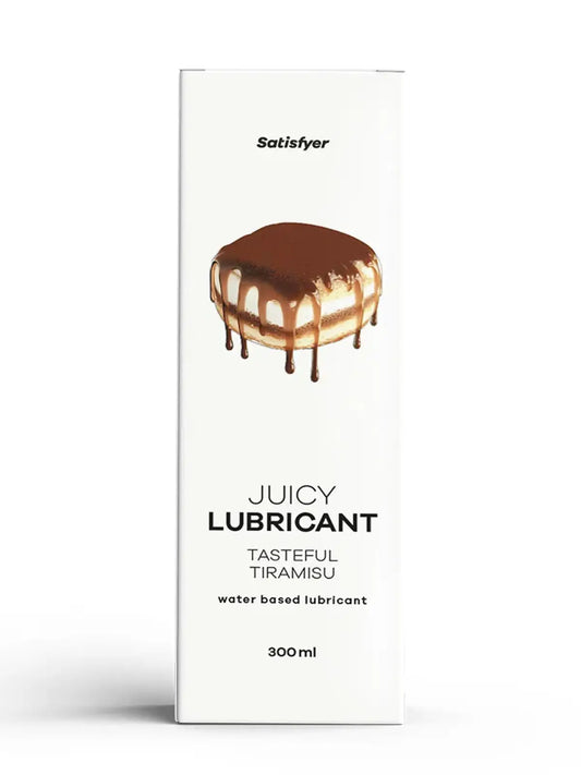 Satisfyer Tiramisu -liukuvoide hellii aisteja jälkiruokatuoksulla ja silkkisellä tuntumalla, tehden intiimistä hetkestä herkullisen.