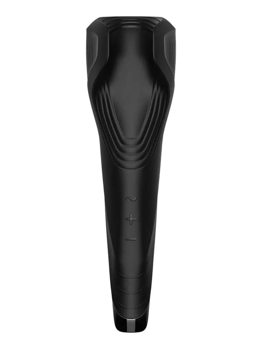Satisfyer Men Wand on voimakkaasti värisevä masturbaattori, jossa joustavat siivet ja tiukka, stimuloiva ote penikselle.